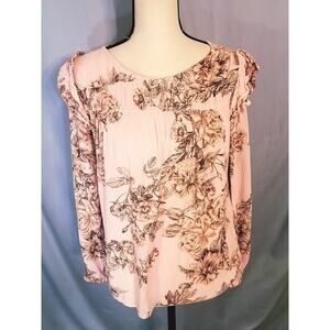 Maurices, Pink blouse with flower and leaf print